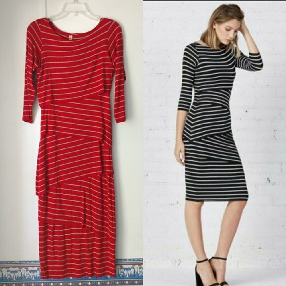 Anthropologie Bailey44 Red Striped Midi Dress